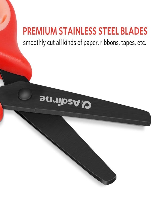 Asdirne Black Coated Kids Scissors for Child, Safety with Blunt Tip Stainless Steel Blades and Soft Grip, Great for Home and School, Assorted Color, 13.5cm, 5 Pack - Image 5